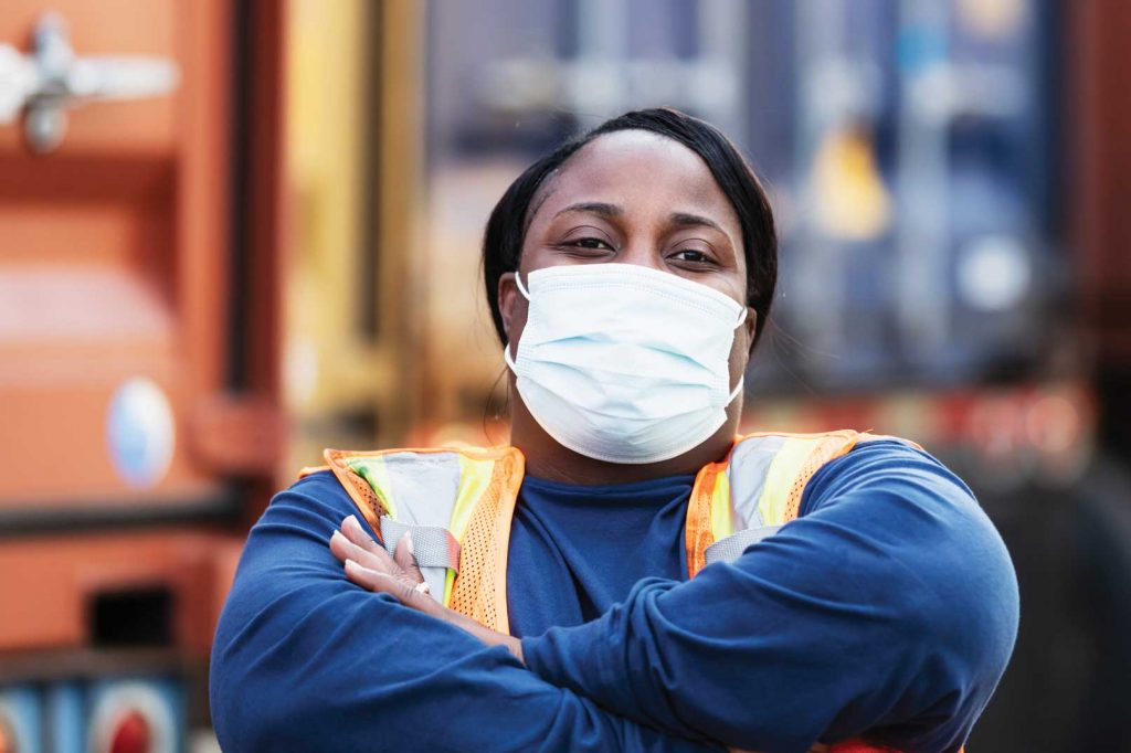 female-trucker-with-mask-on