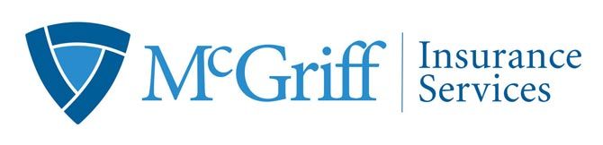 Logo of McGriff Insurance Services with a stylized blue shield on the left and the company name in blue text on the right, conveying reliability.