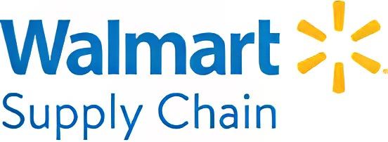 "Walmart Supply Chain logo featuring the word 'Walmart' in bold blue text with a yellow sunburst symbol, above 'Supply Chain' in blue, conveying professionalism."